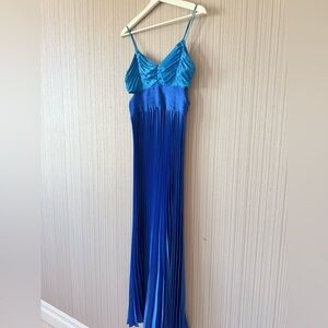 Express Two-Tone Blue Pleated Spaghetti Strap Dress